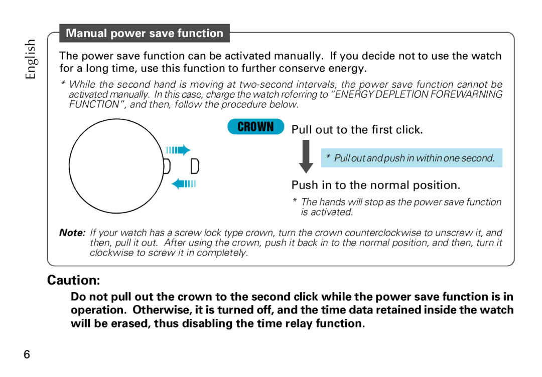 Seiko Cal. 5J22 5J32 manual Manual power save function 