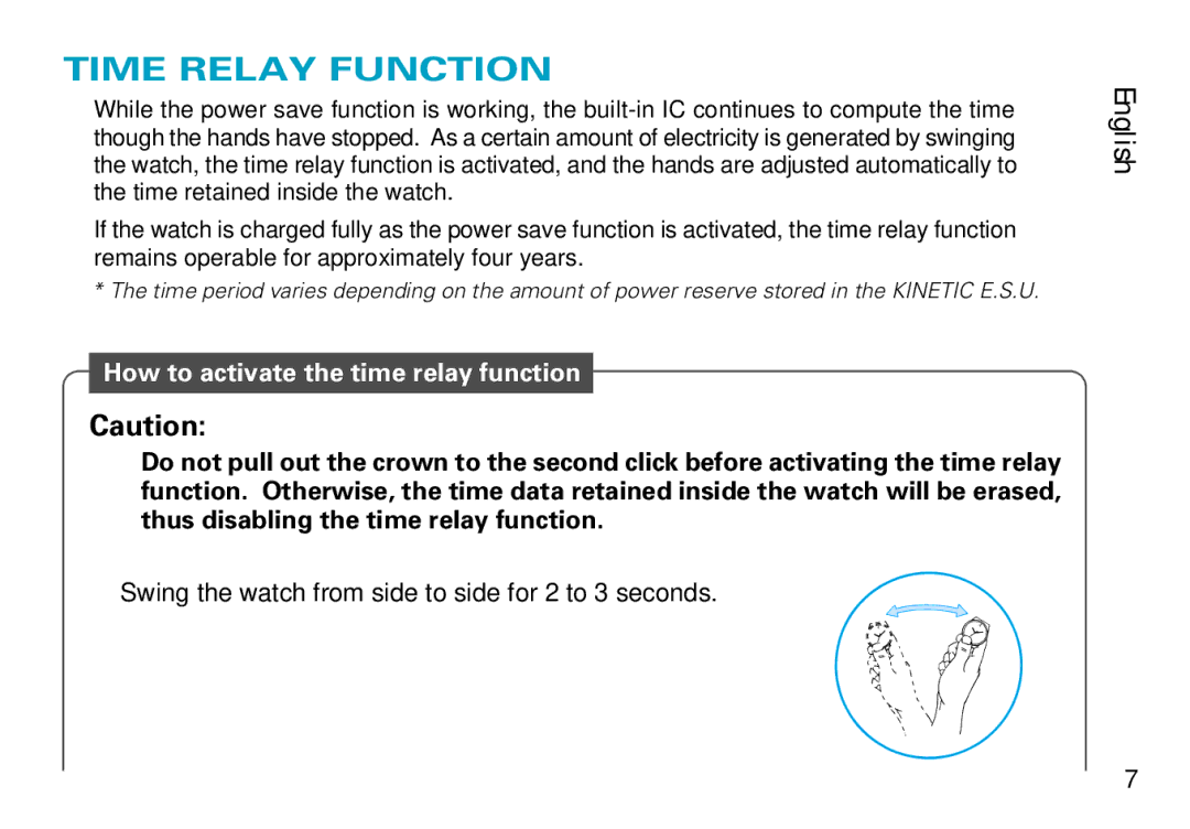 Seiko Cal. 5J22 5J32 manual Time Relay Function, How to activate the time relay function 