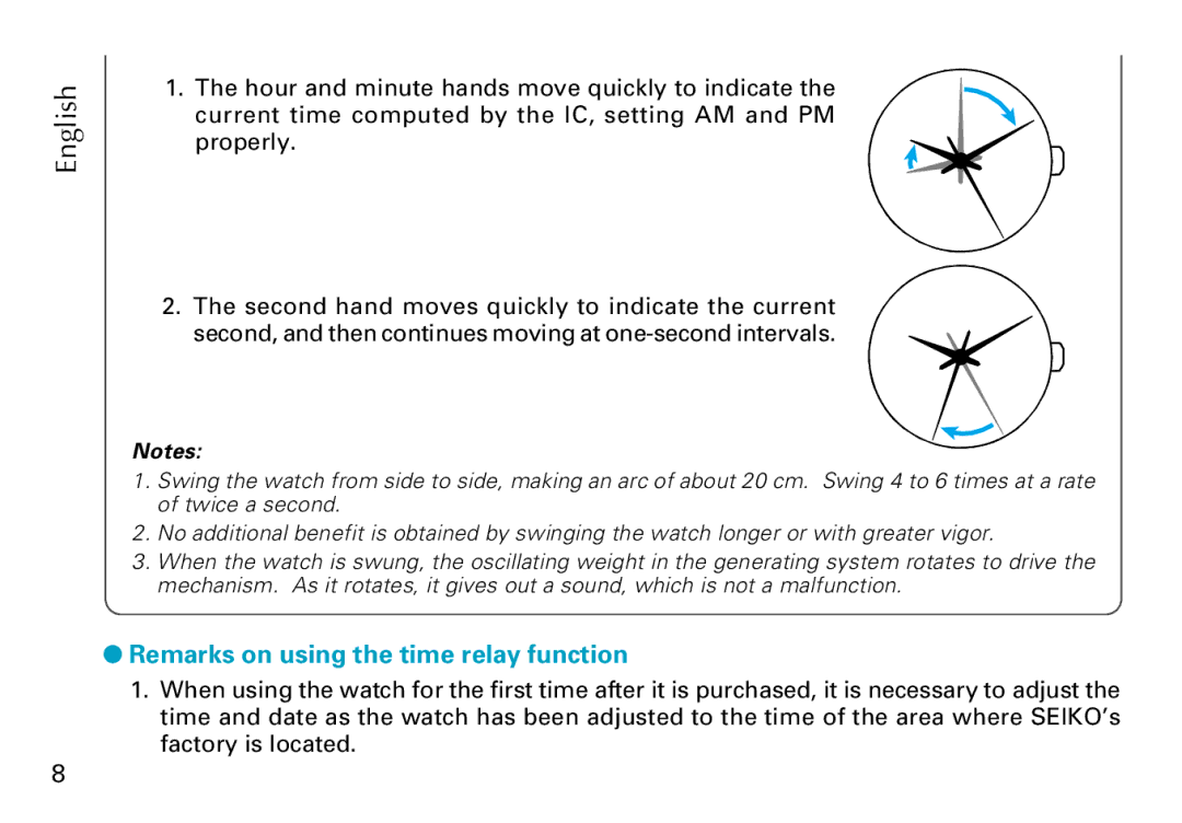 Seiko Cal. 5J22 5J32 manual Remarks on using the time relay function 