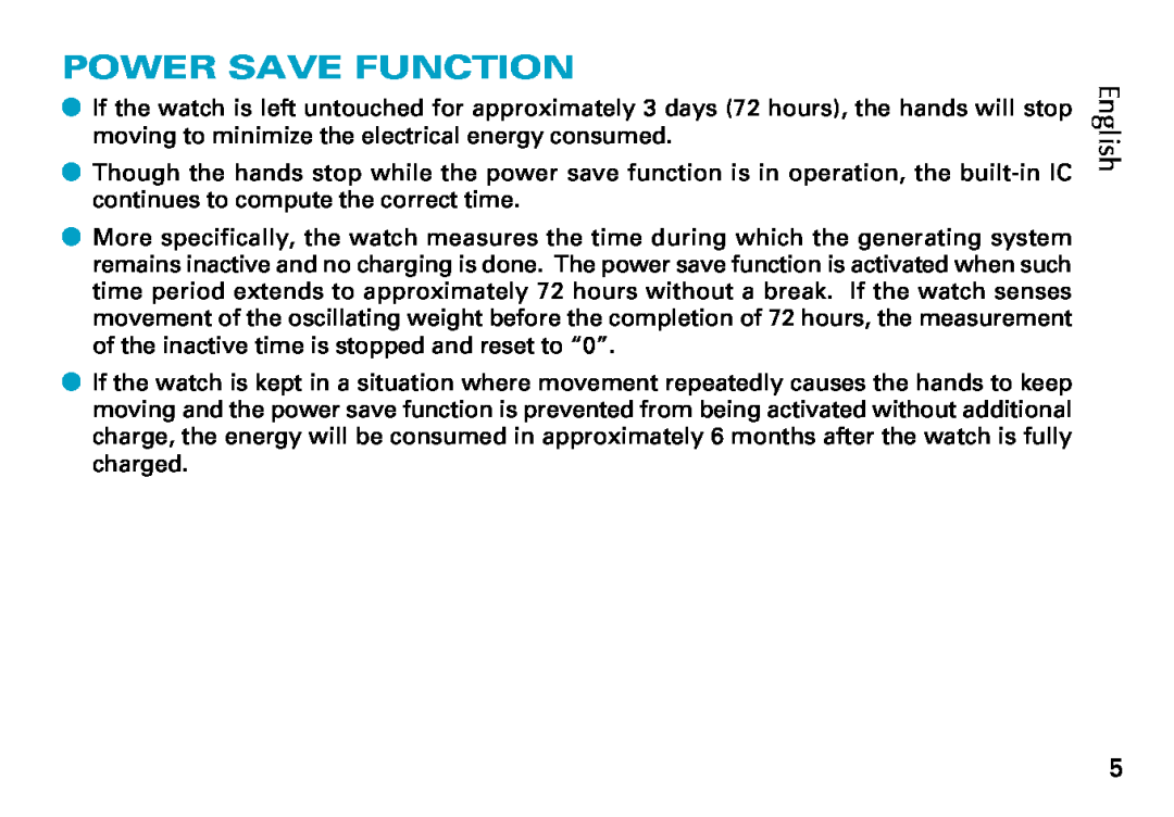 Seiko Cal. 5J22 5J32 manual Power Save Function, English 