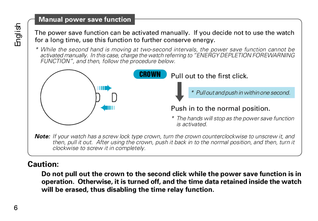 Seiko Cal. 5J22 manual Manual power save function 