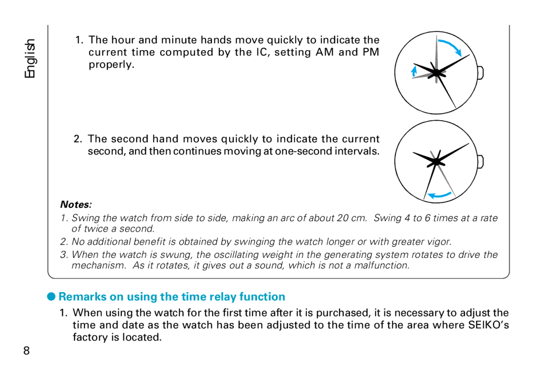 Seiko Cal. 5J22 manual Remarks on using the time relay function 