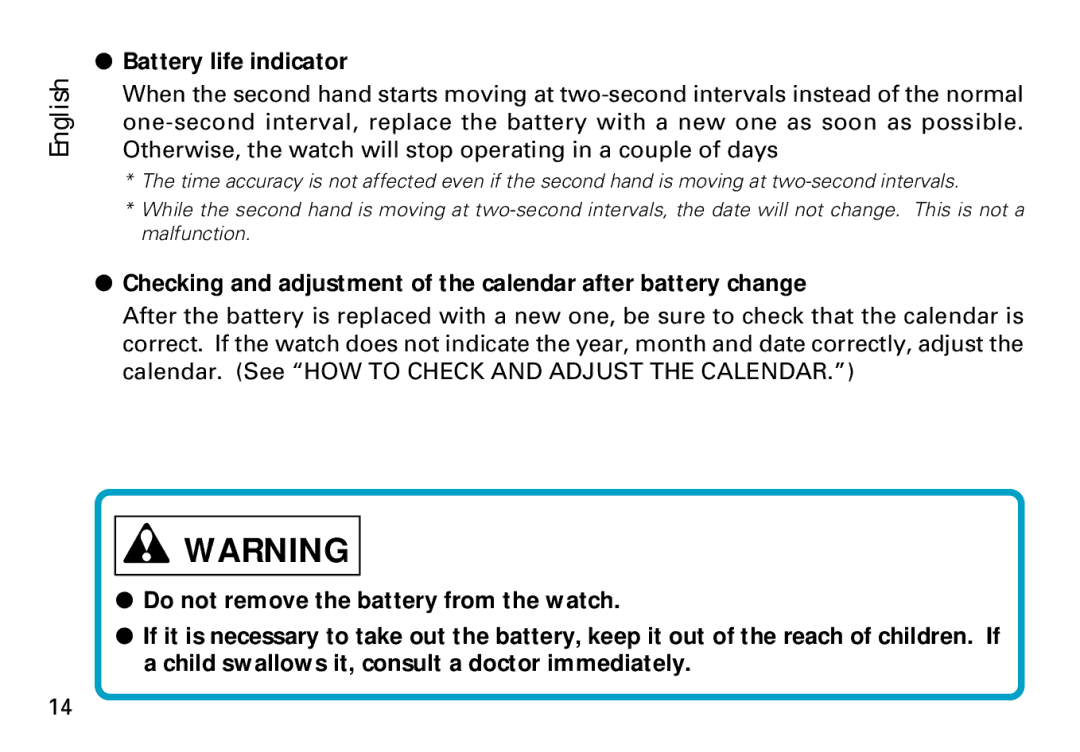 Seiko CAL. 6A32 manual Battery life indicator, Checking and adjustment of the calendar after battery change 