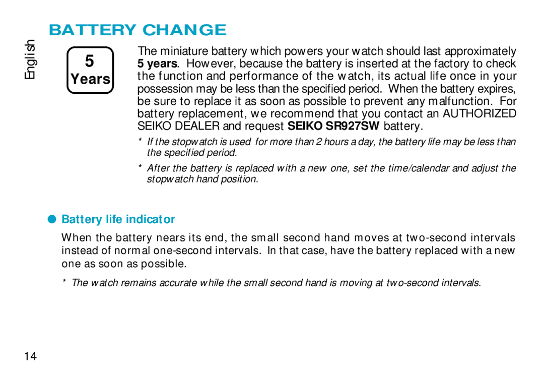 Seiko CAL. 7T94 manual Battery Change, Years 