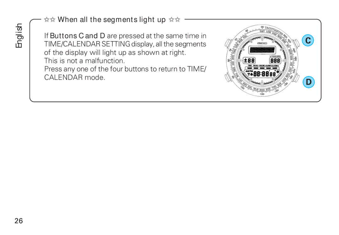 Seiko CAL. H021 manual When all the segments light up 