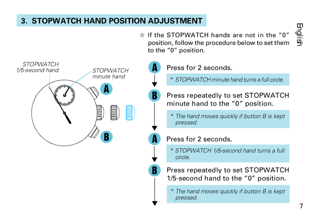 Seiko Cal.7T62 manual Stopwatch Hand Position Adjustment 