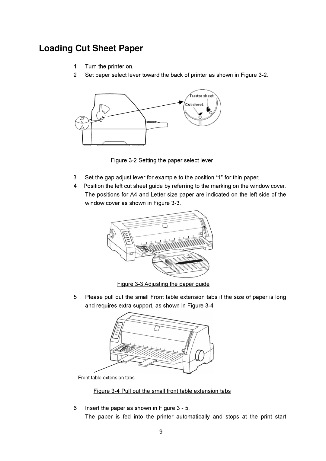 Seiko FB 390 user manual Loading Cut Sheet Paper 