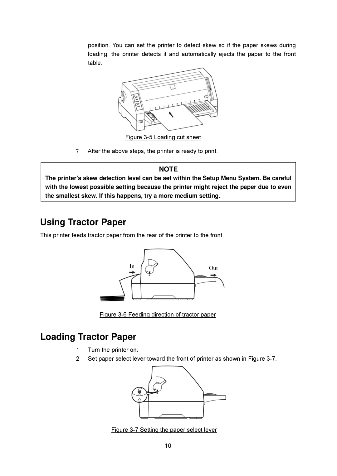 Seiko FB 390 user manual Using Tractor Paper, Loading Tractor Paper 