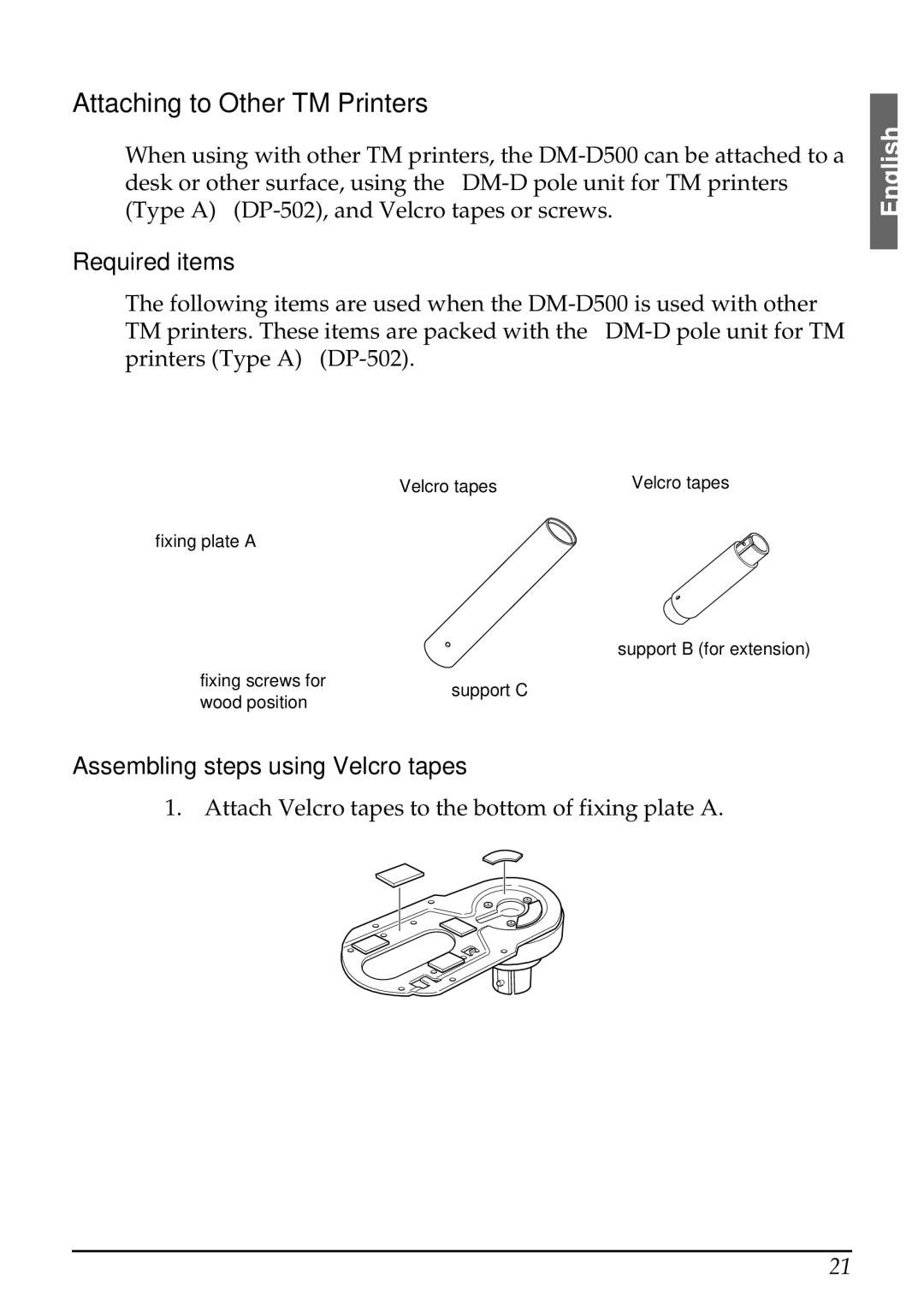 Seiko Group 201 installation manual Attaching to Other TM Printers, Assembling steps using Velcro tapes 