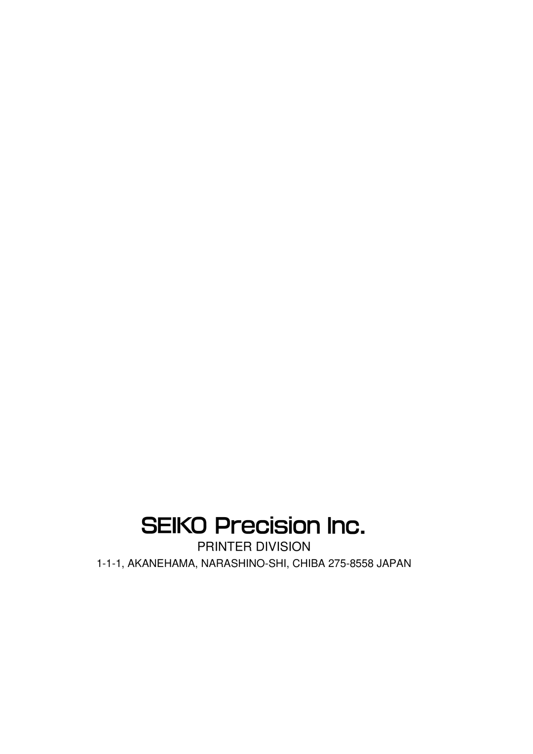 Seiko Group BP-6000 owner manual Printer Division 