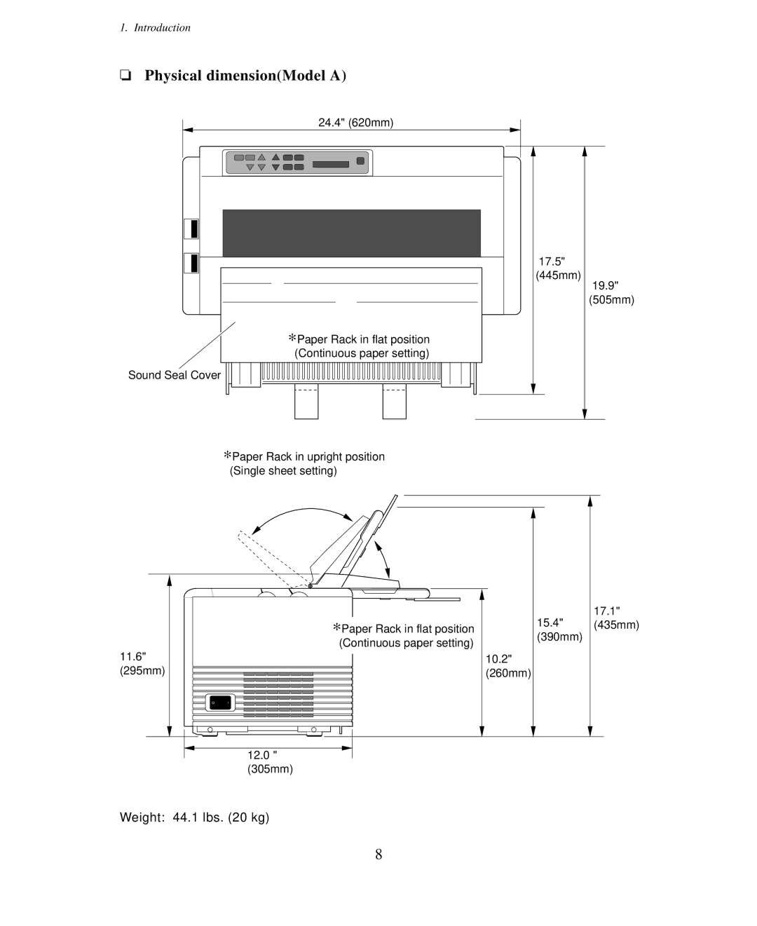 Seiko Group BP-6000 owner manual Physical dimensionModel a 