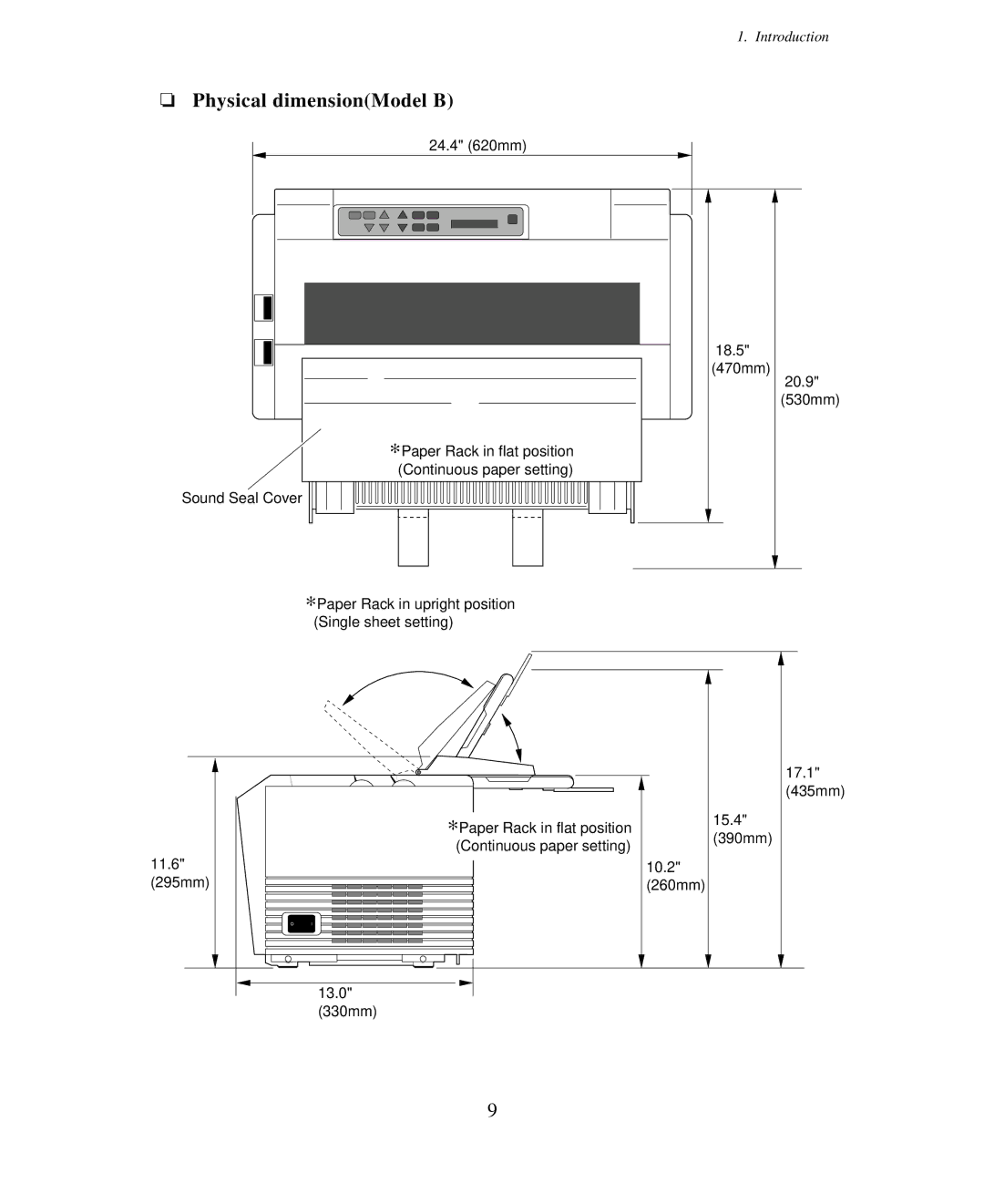 Seiko Group BP-6000 owner manual Physical dimensionModel B 