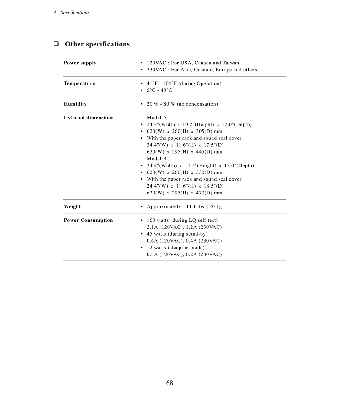 Seiko Group BP-6000 owner manual Other specifications 