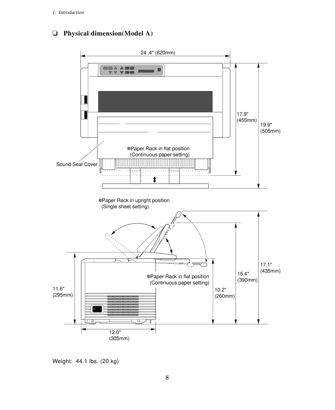 Seiko Group BP-9000 owner manual Physical dimensionModel a 