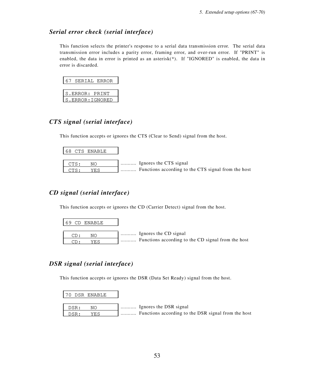 Seiko Group BP-9000 Serial error check serial interface, CTS signal serial interface, CD signal serial interface 