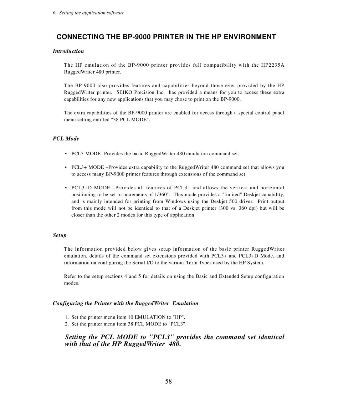 Seiko Group owner manual Connecting the BP-9000 Printer in the HP Environment 