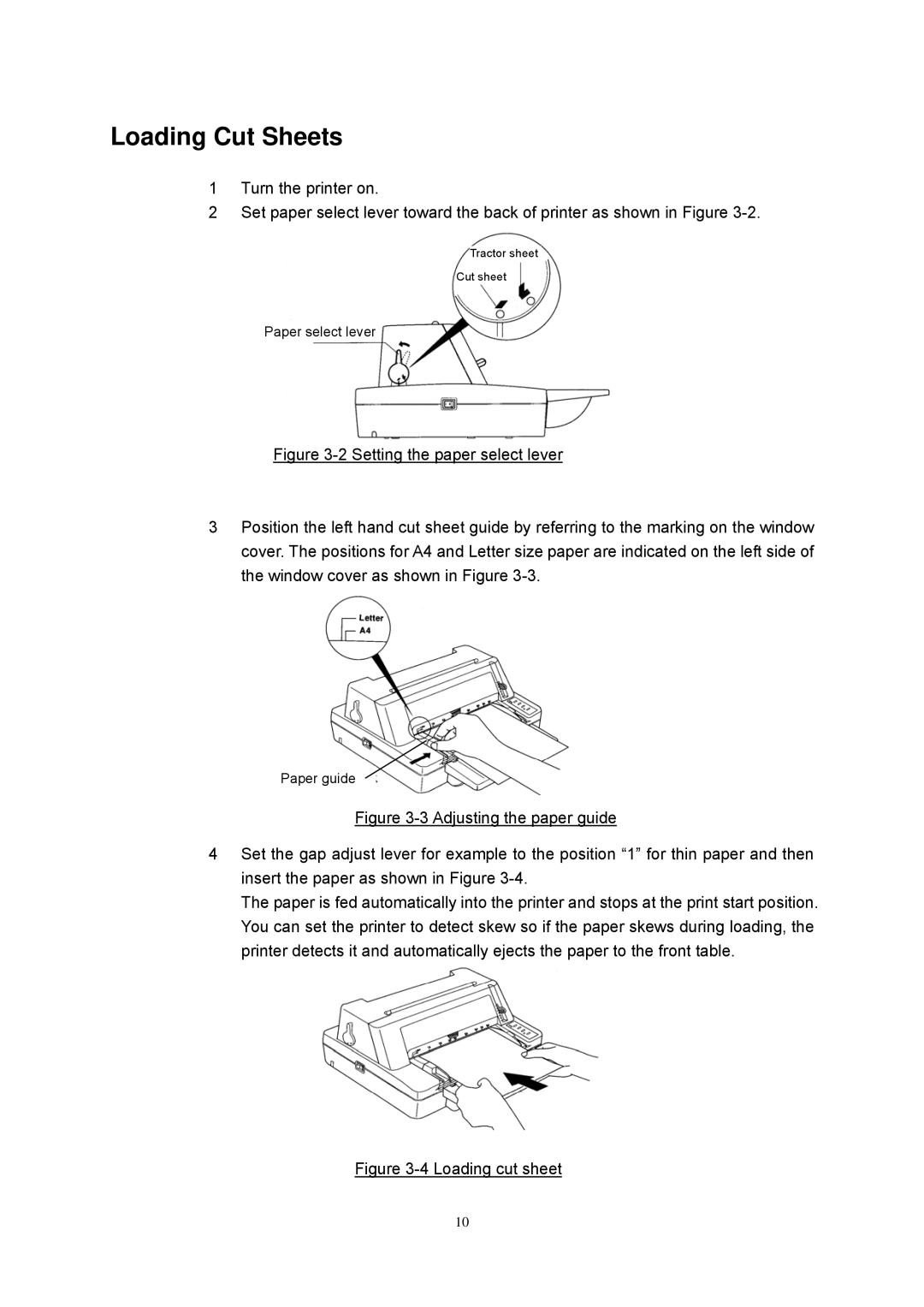 Seiko Group FB 380 user manual Loading Cut Sheets, Loading cut sheet 