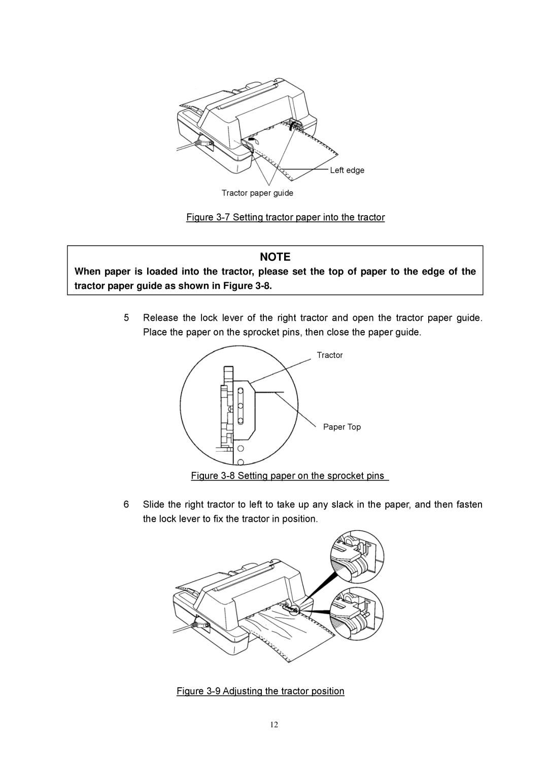 Seiko Group FB 380 user manual Setting tractor paper into the tractor 