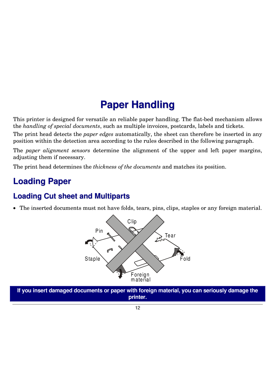 Seiko Group FB300 manual Paper Handling, Loading Paper 