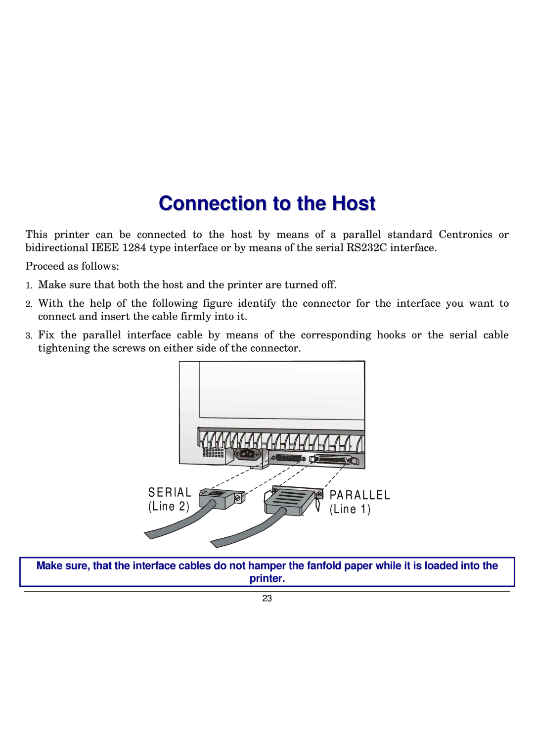 Seiko Group FB300 manual Connection to the Host, Serial 