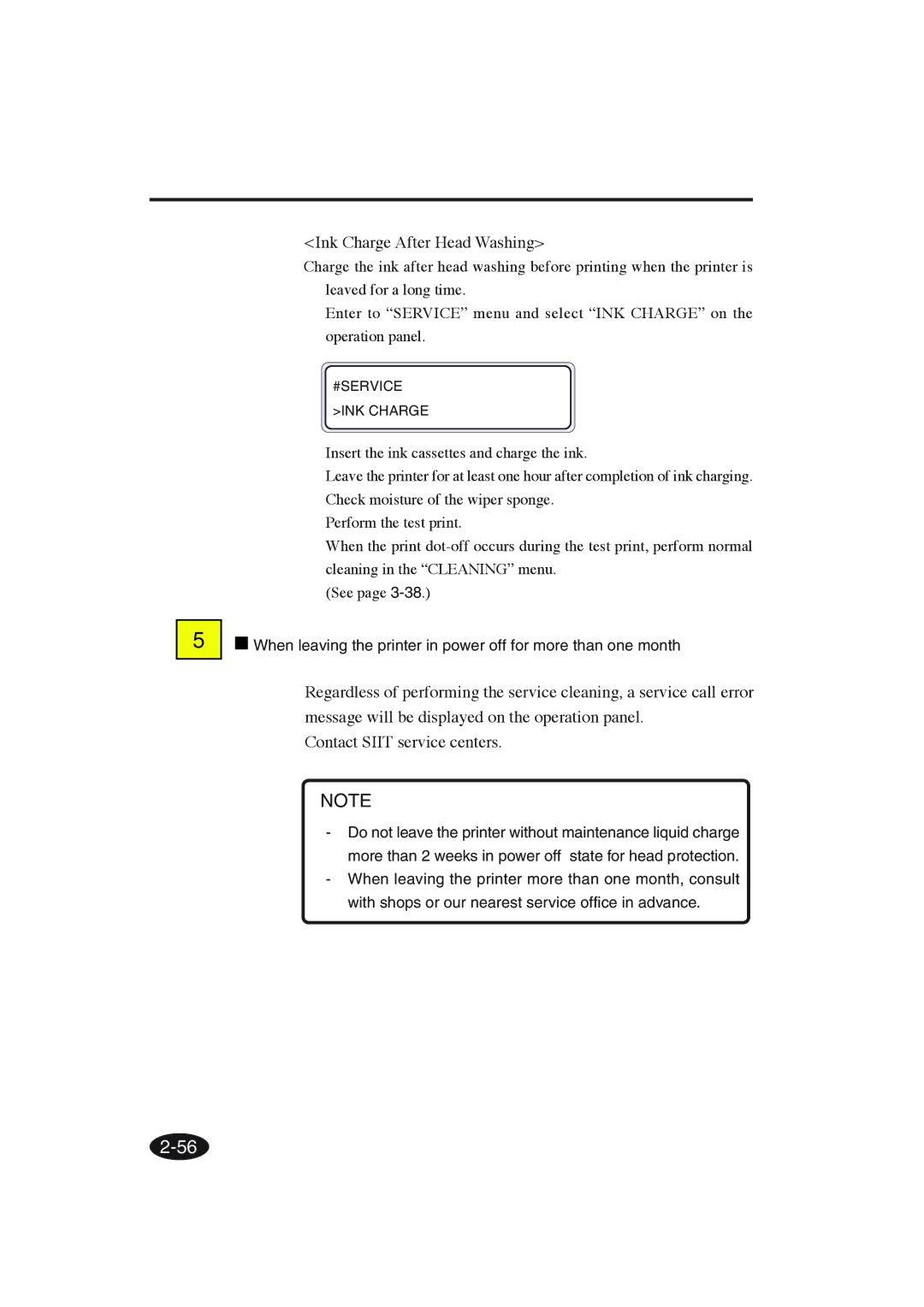 Seiko Group IP-6600 manual Ink Charge After Head Washing 