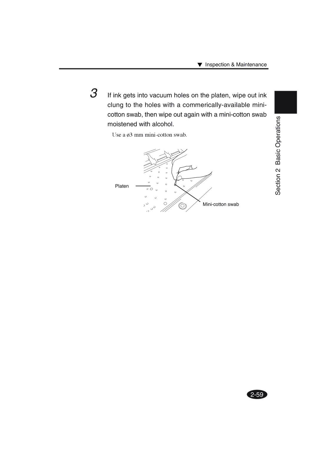 Seiko Group IP-6600 manual Use a ø3 mm mini-cotton swab, Inspection & Maintenance 