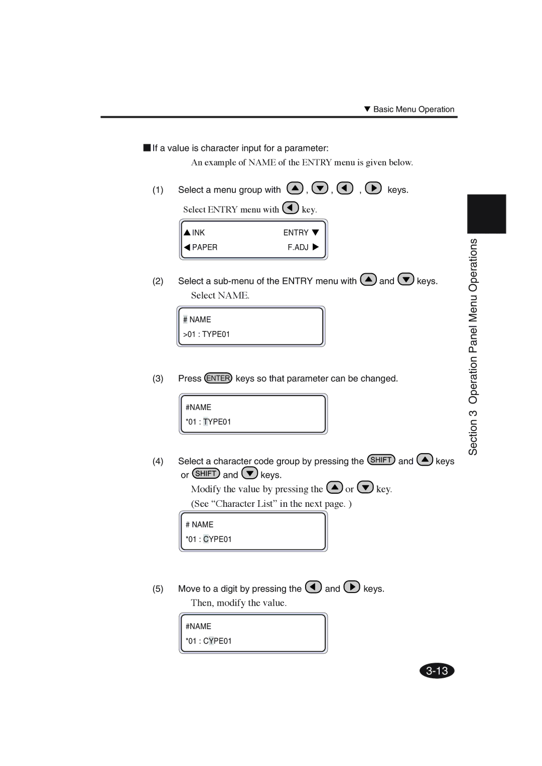 Seiko Group IP-6600 manual Select Name, Then, modify the value, If a value is character input for a parameter 