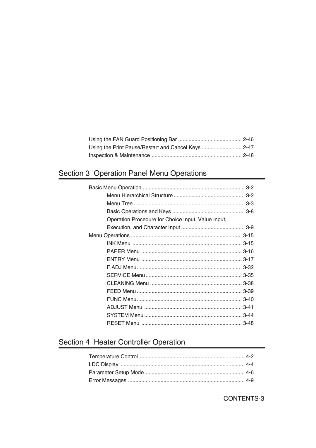 Seiko Group IP-6600 manual Operation Panel Menu Operations, Operation Procedure for Choice Input, Value Input 