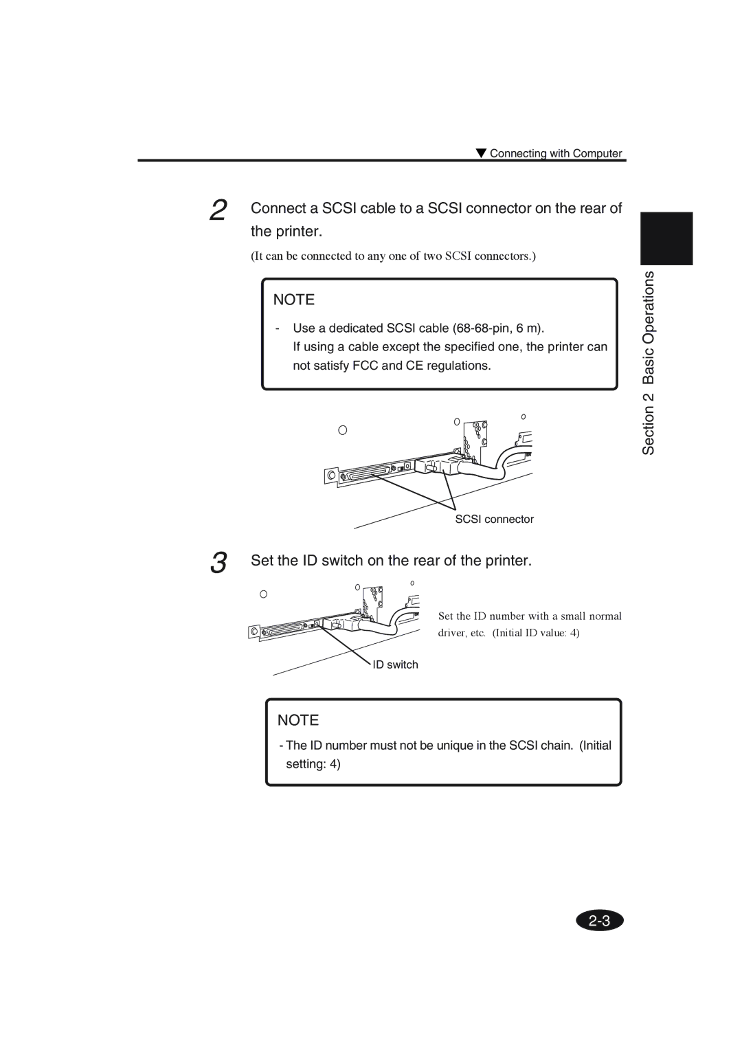 Seiko Group IP-6600 manual Set the ID switch on the rear of the printer 