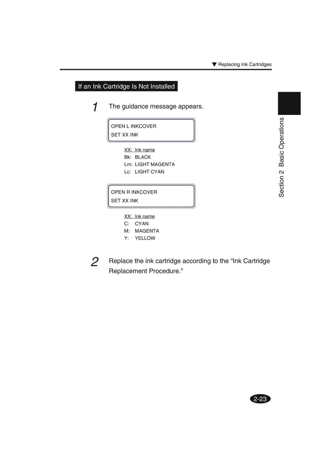 Seiko Group IP-6600 manual If an Ink Cartridge Is Not Installed 