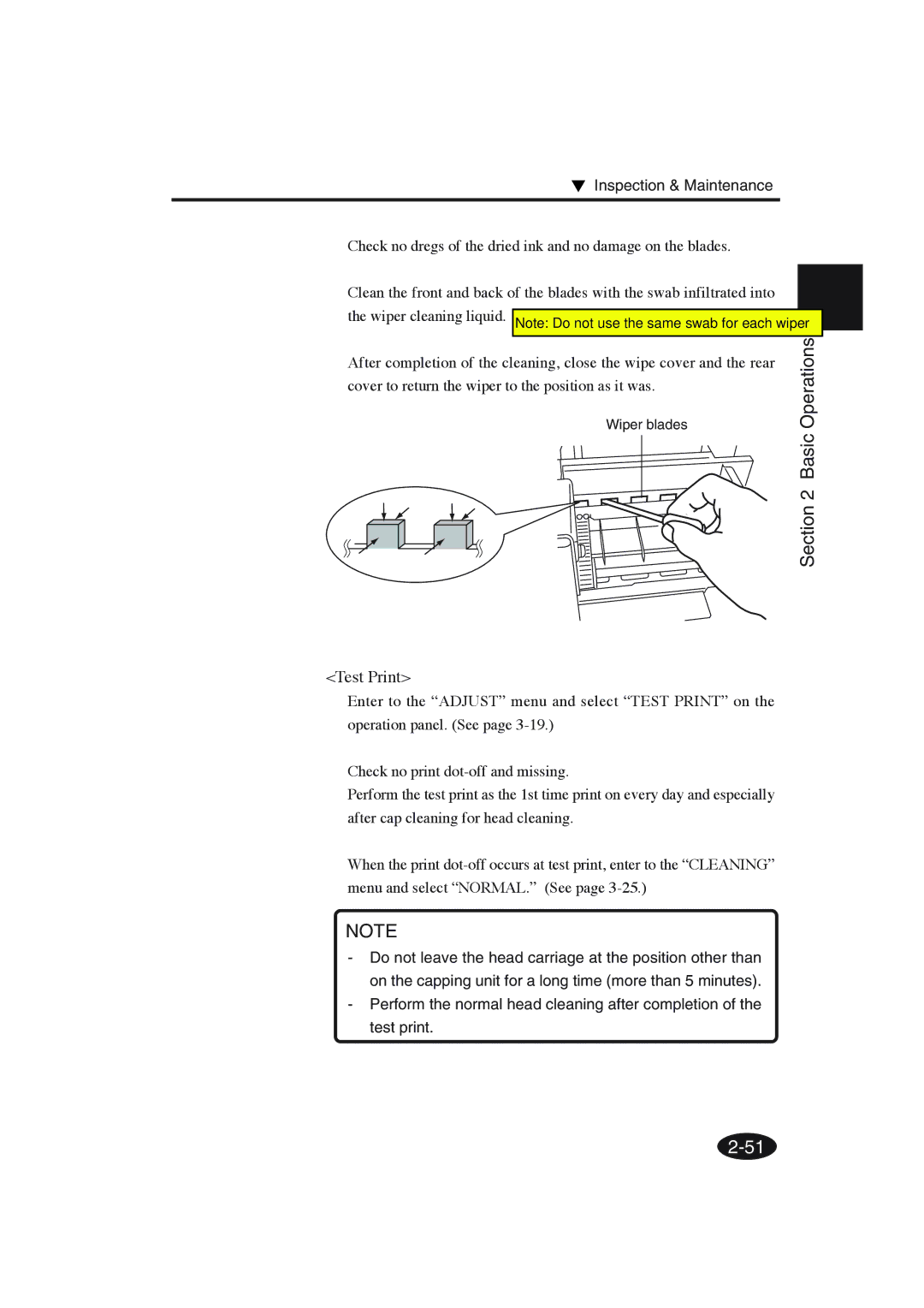 Seiko Group IP-6600 manual Test Print, Inspection & Maintenance 