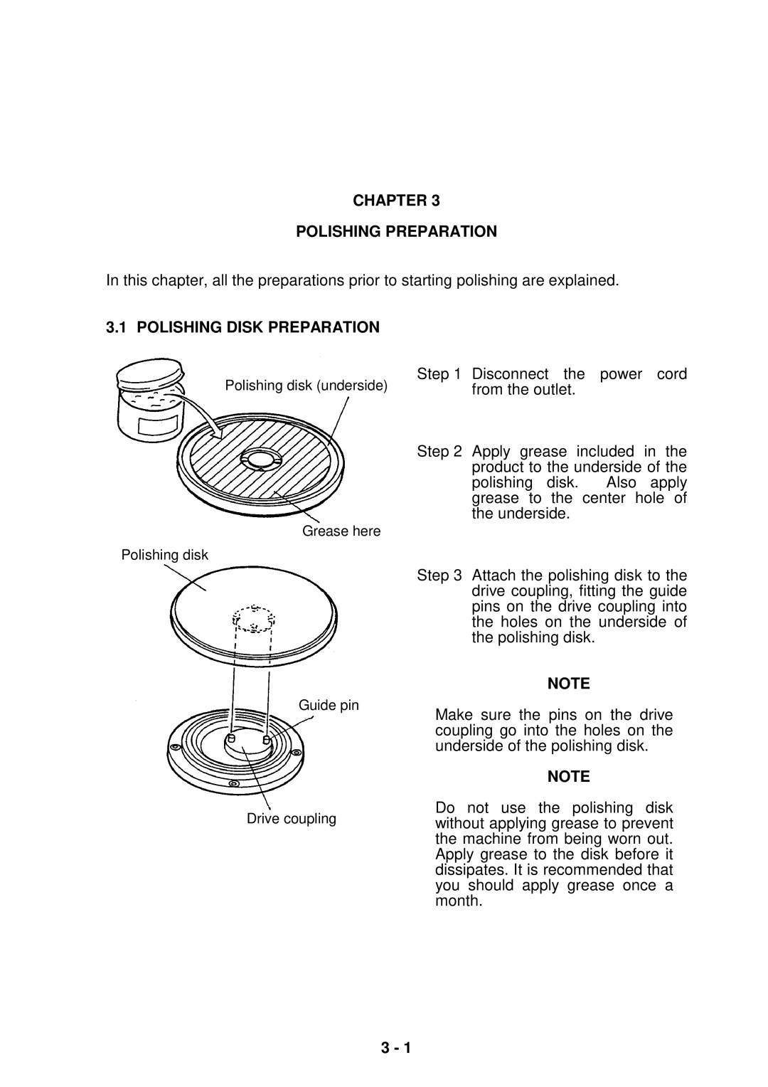 Seiko Group OFL-12 SERIES, OFL-127001, OFL-126001 Chapter Polishing Preparation, Polishing Disk Preparation 