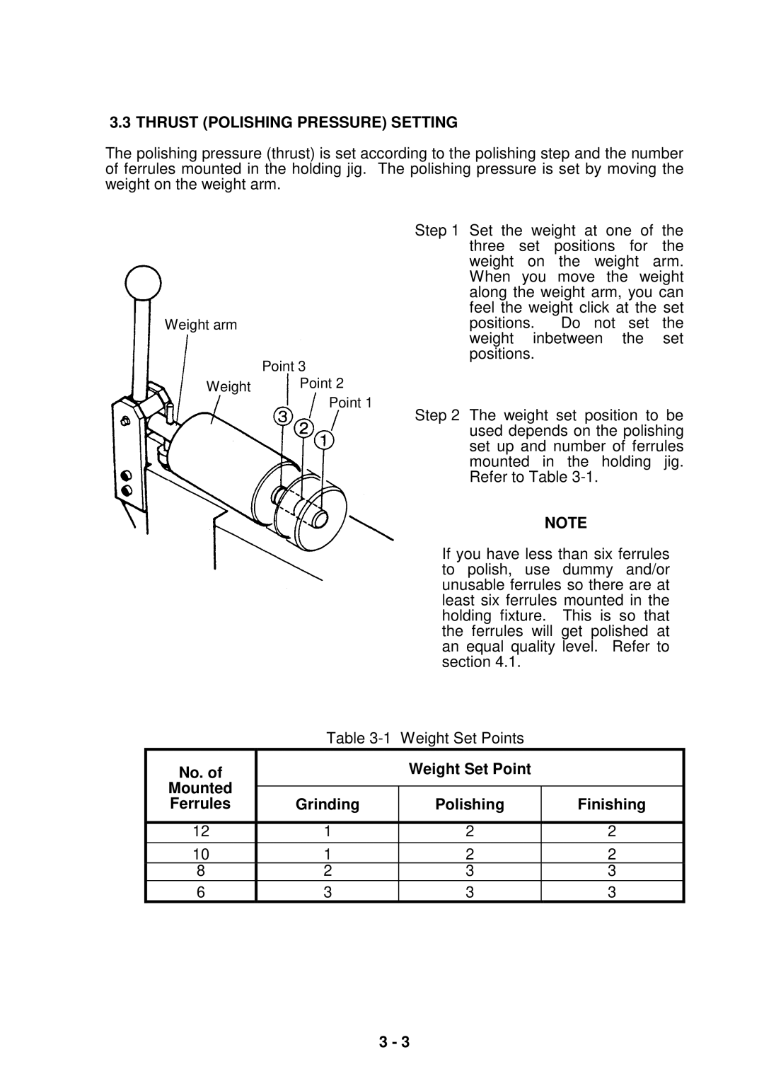 Seiko Group OFL-126001 Thrust Polishing Pressure Setting, No. Weight Set Point, Ferrules Grinding Polishing Finishing 