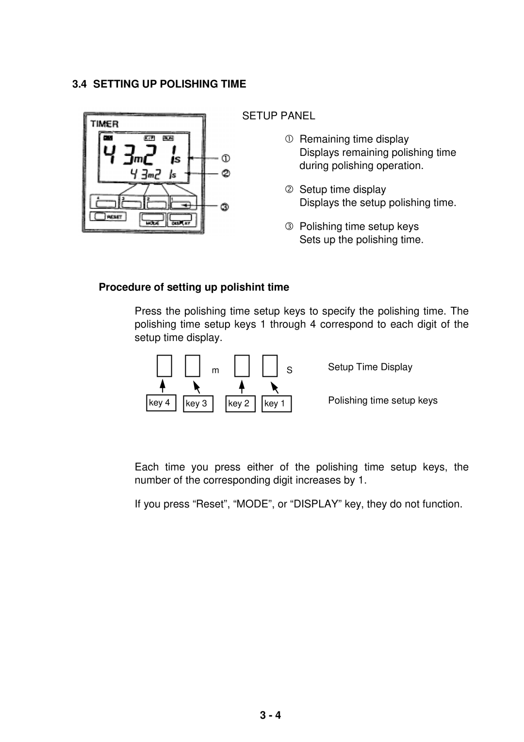 Seiko Group OFL-12 SERIES, OFL-127001, OFL-126001 Setting UP Polishing Time, Procedure of setting up polishint time 