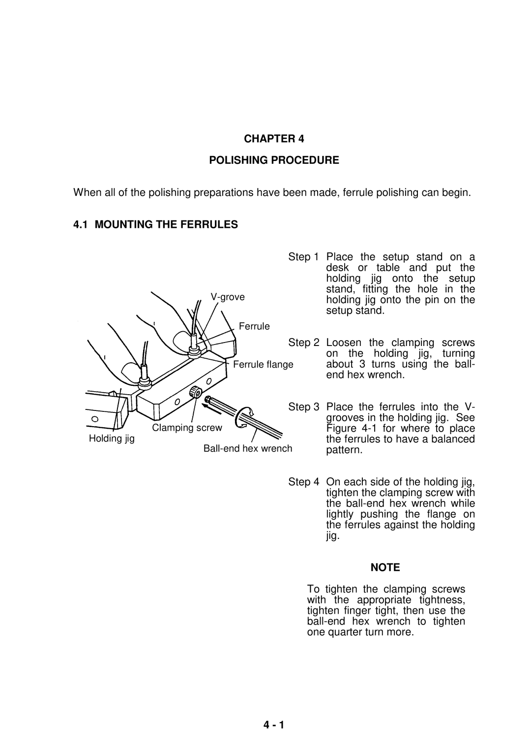 Seiko Group OFL-127001, OFL-126001, OFL-12 SERIES instruction manual Chapter Polishing Procedure, Mounting the Ferrules 