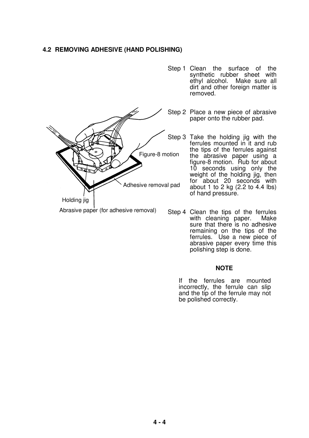 Seiko Group OFL-127001, OFL-126001, OFL-12 SERIES instruction manual Removing Adhesive Hand Polishing 