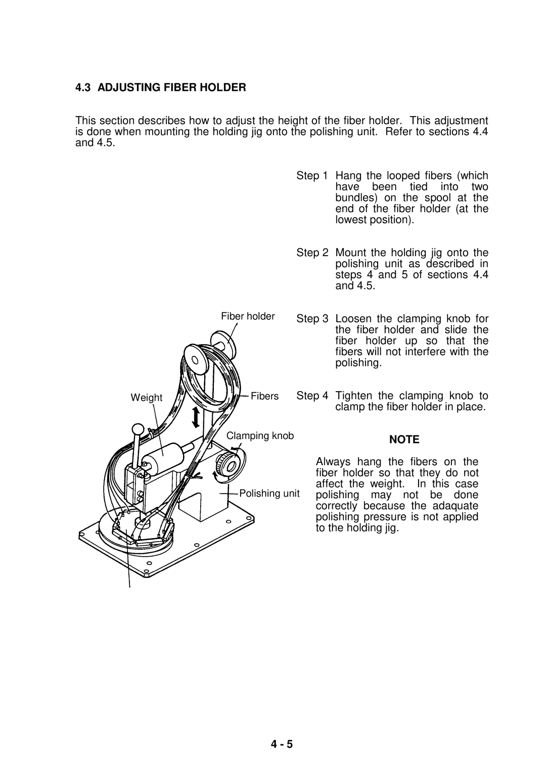 Seiko Group OFL-126001, OFL-127001, OFL-12 SERIES instruction manual Adjusting Fiber Holder 