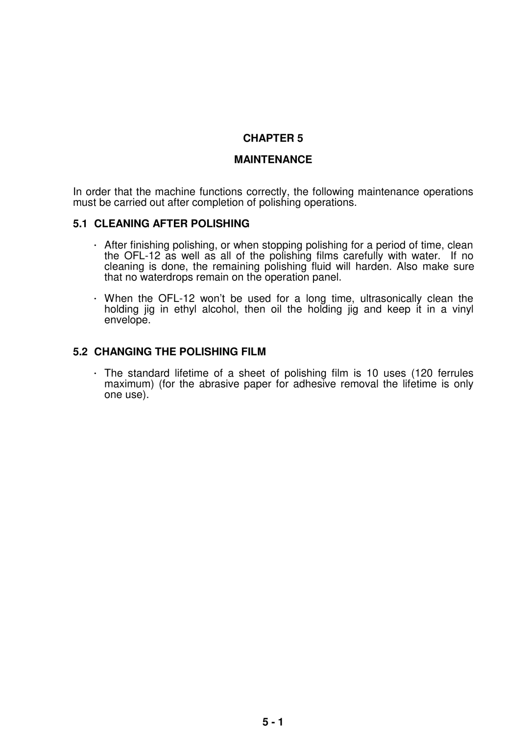 Seiko Group OFL-12 SERIES, OFL-127001 Chapter Maintenance, Cleaning After Polishing, Changing the Polishing Film 