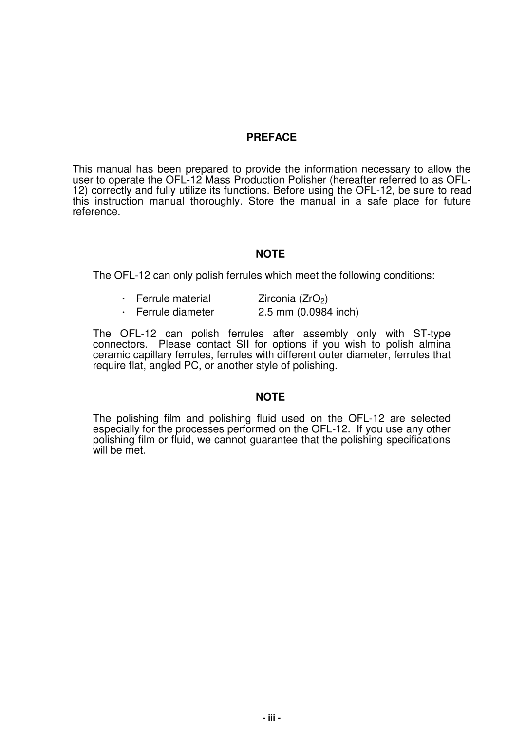 Seiko Group OFL-126001, OFL-127001, OFL-12 SERIES instruction manual Preface 