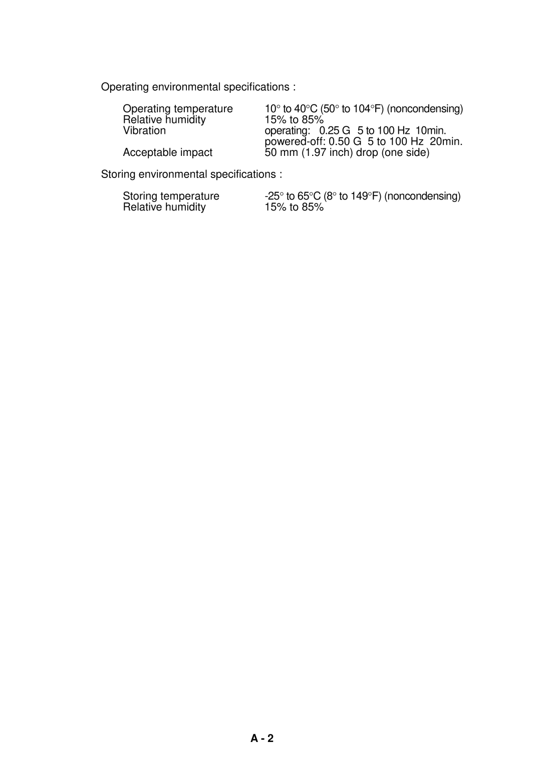 Seiko Group OFL-126001, OFL-127001, OFL-12 SERIES Operating environmental specifications Operating temperature 