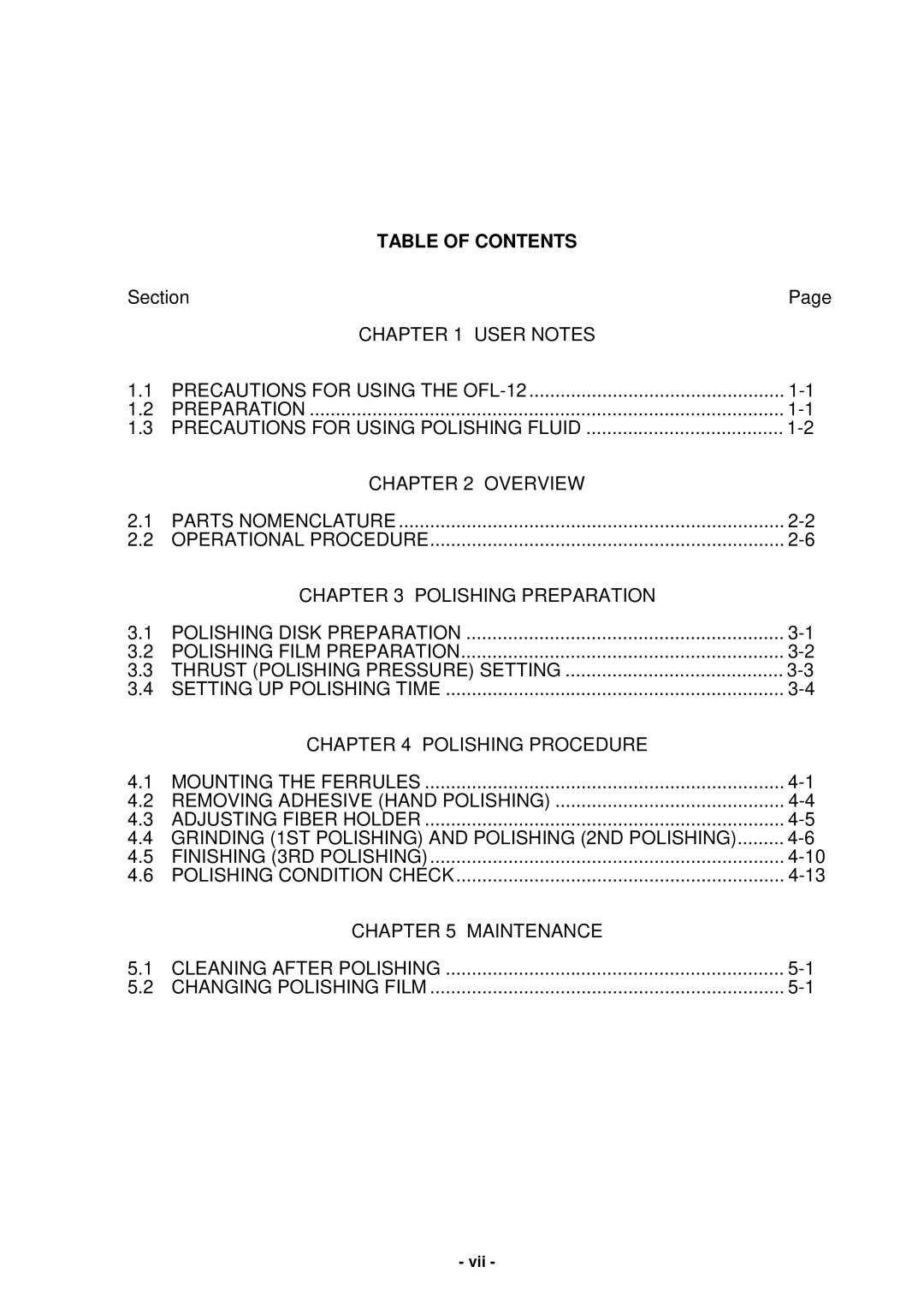 Seiko Group OFL-12 SERIES, OFL-127001, OFL-126001 instruction manual Section 