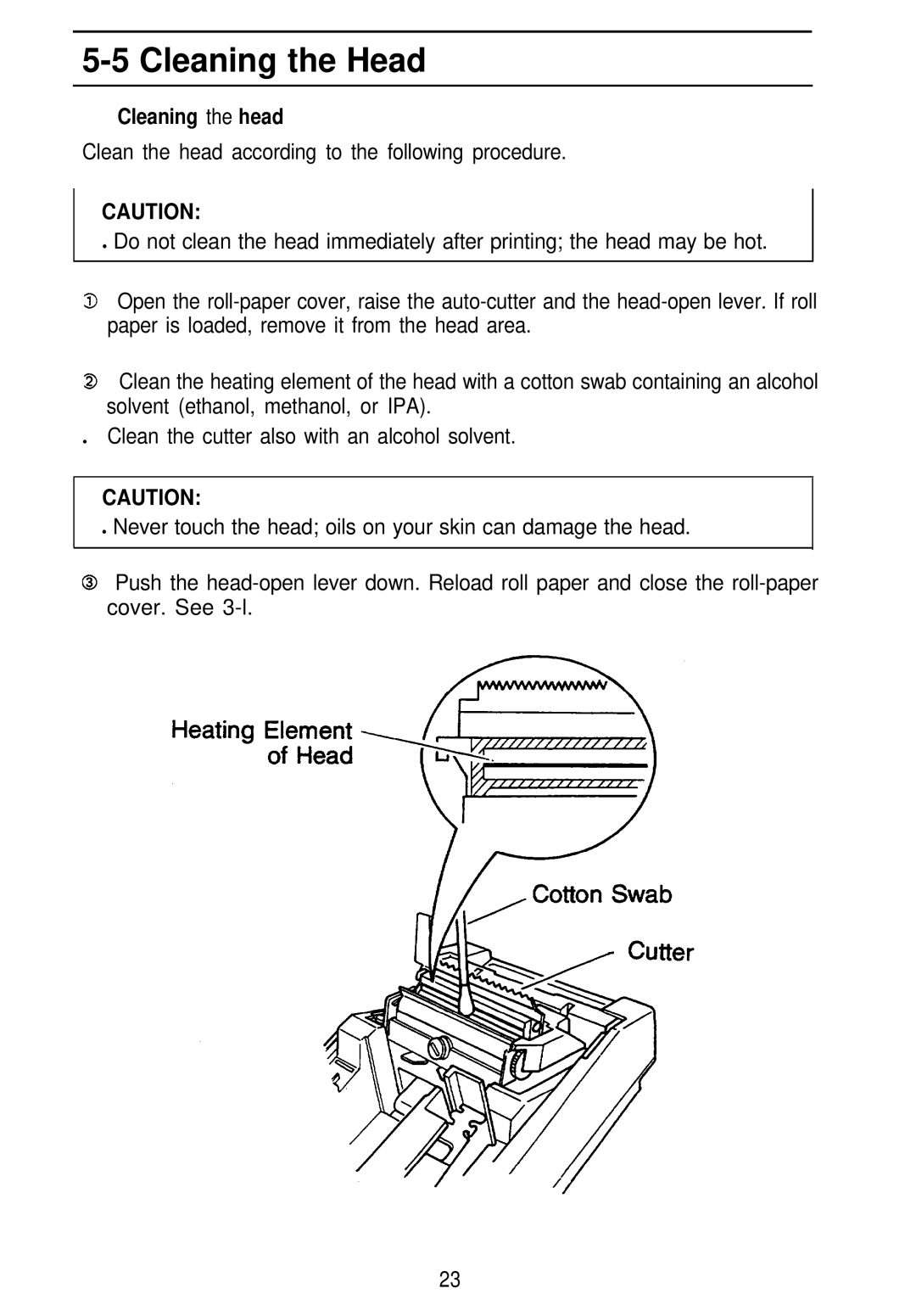 Seiko Group TM-L60 manual Cleaning the Head, Cleaning the head 