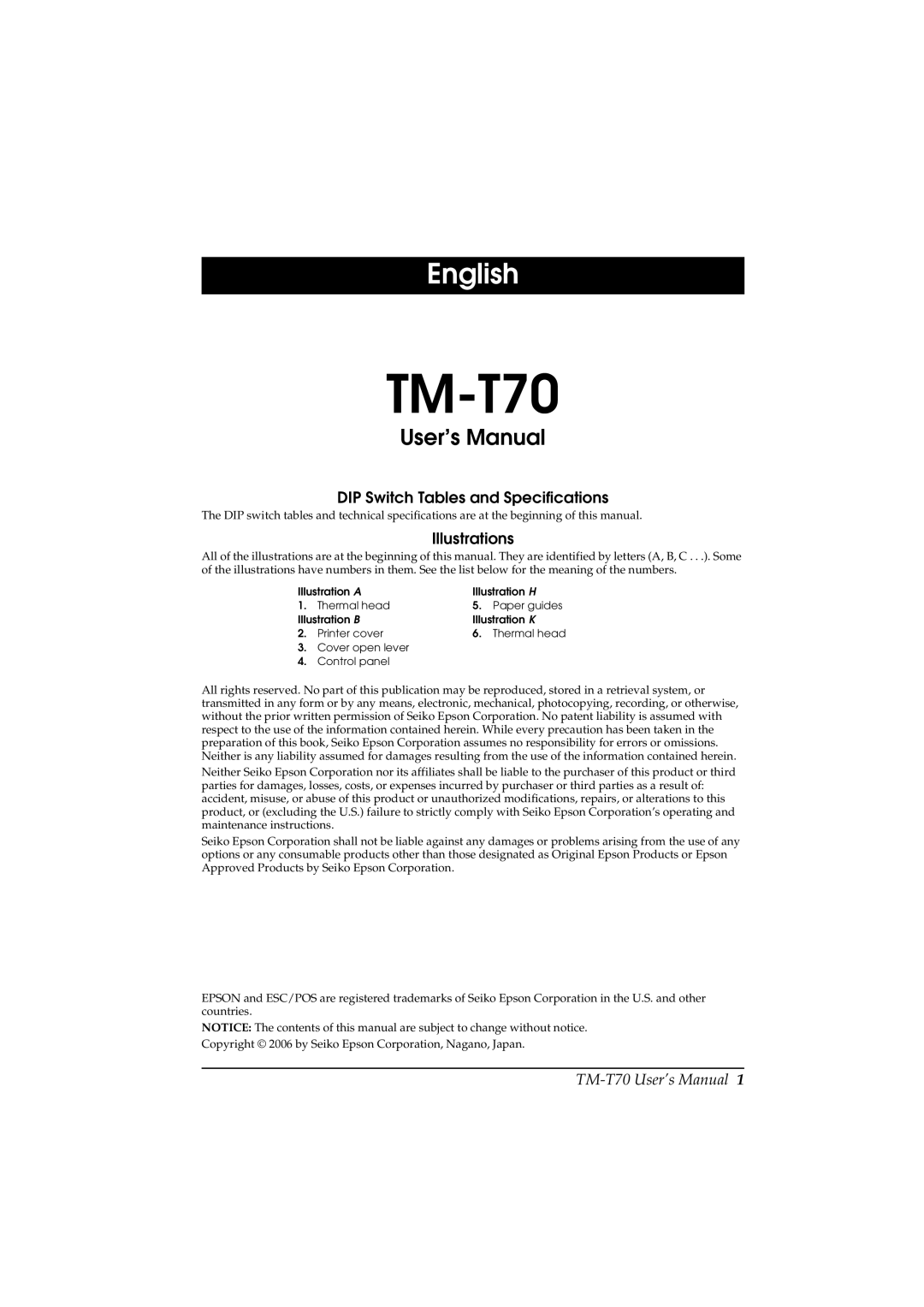 Seiko Group TM-T70 user manual User’s Manual 