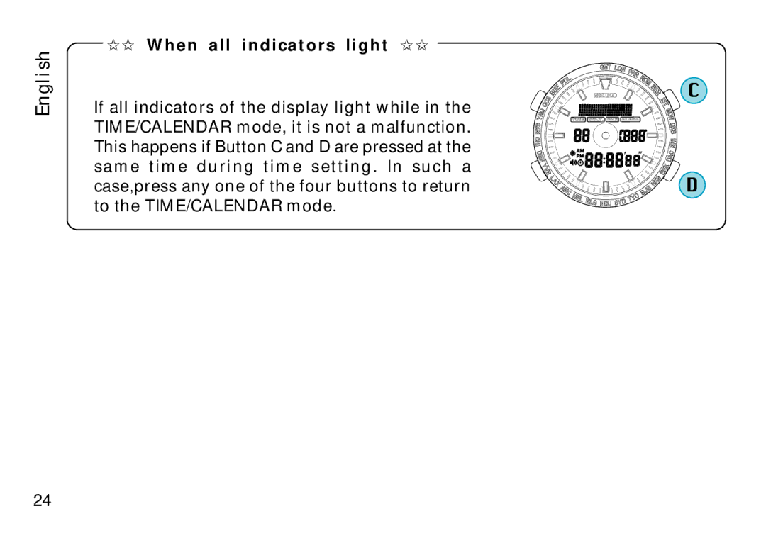 Seiko H023 manual When all indicators light 