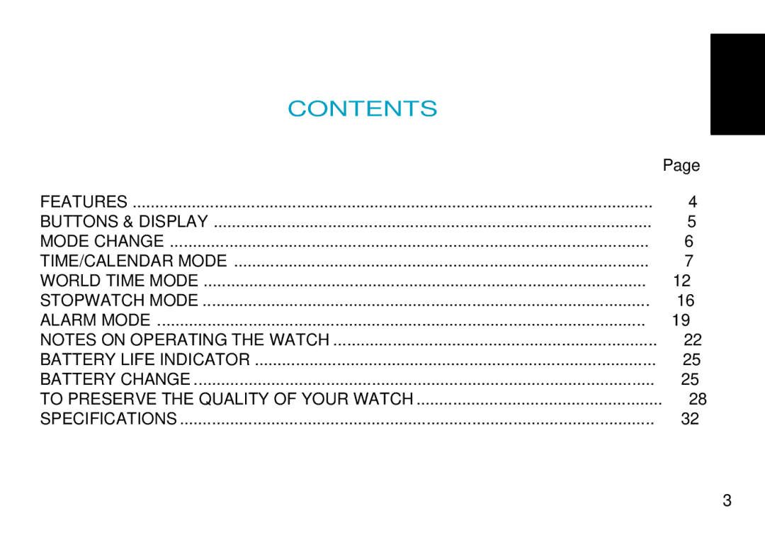 Seiko H023 manual Contents 