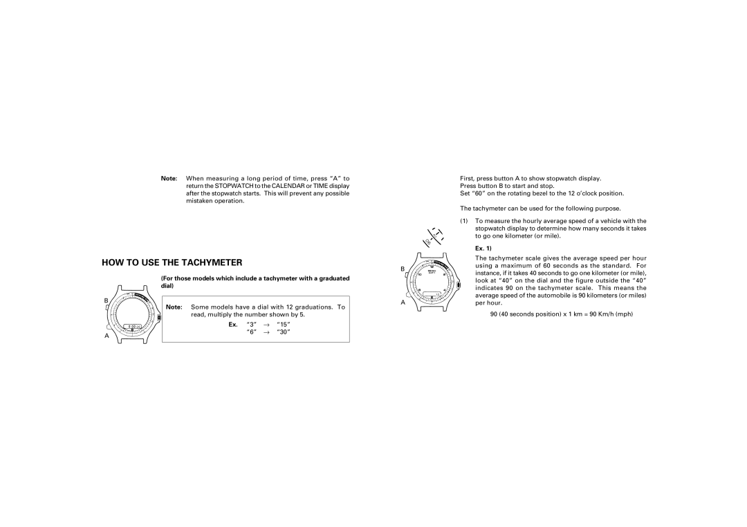 Seiko H801, H601 manual HOW to USE the Tachymeter 