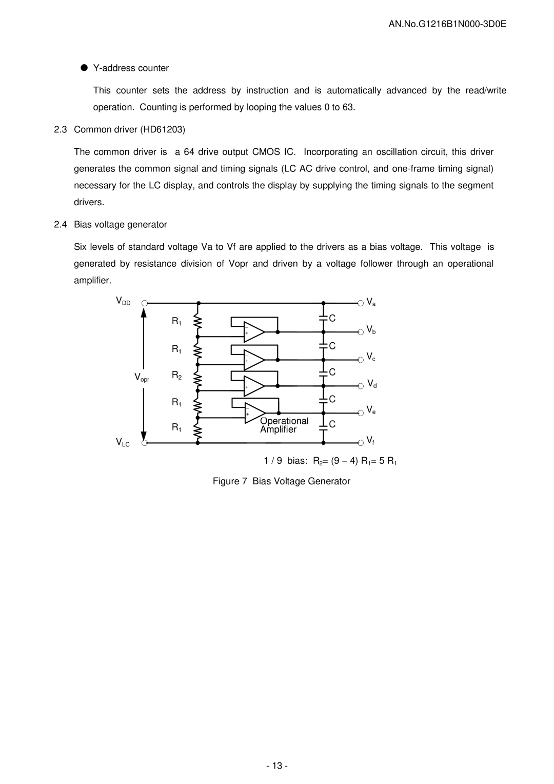 Seiko Instruments G1216B1N000-3D0E user manual Operational Amplifier Bias R2= 9 4 R1= 5 R1, Bias Voltage Generator 