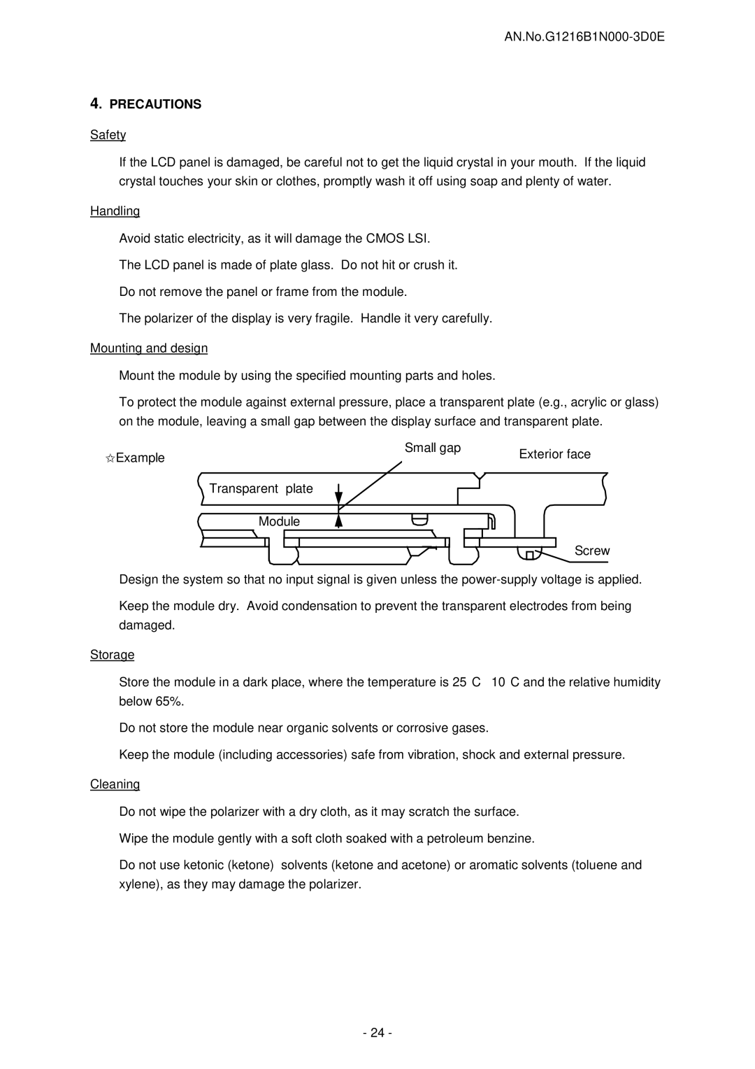 Seiko Instruments G1216B1N000-3D0E user manual Precautions 