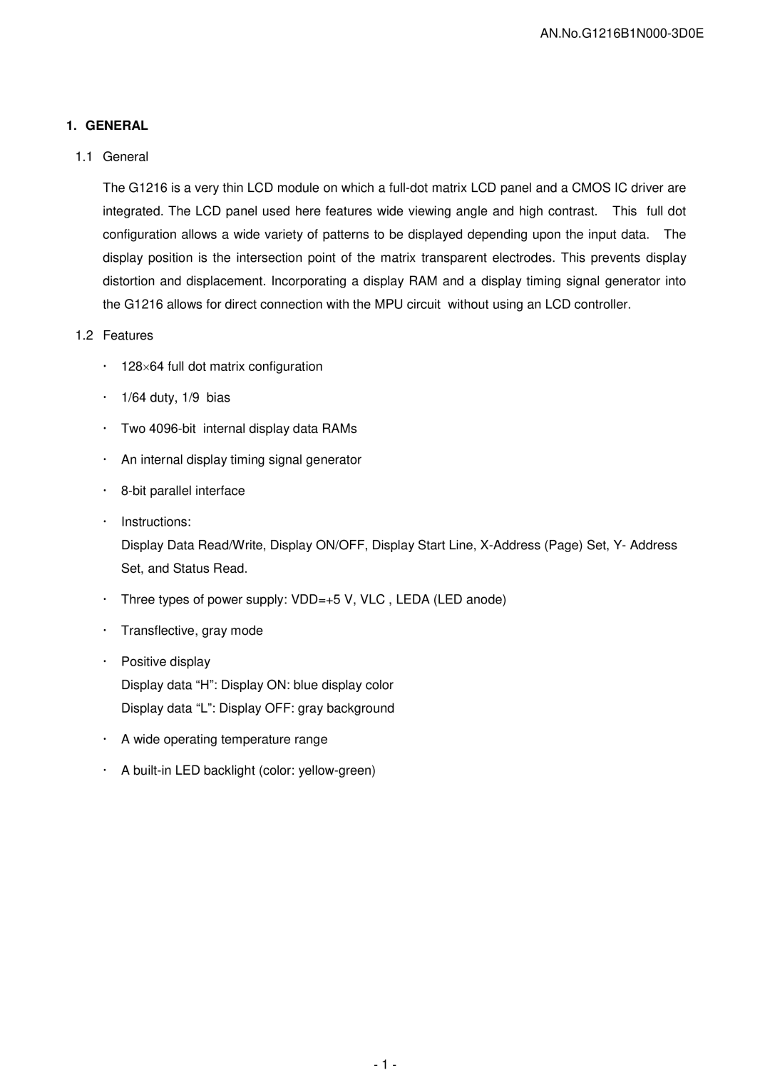 Seiko Instruments G1216B1N000-3D0E user manual General 