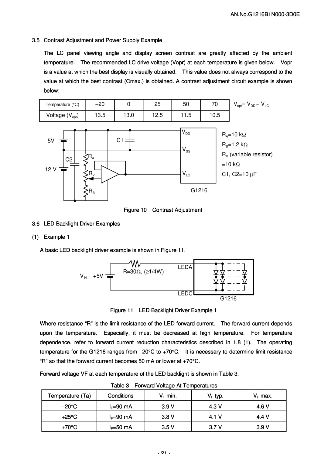 Seiko Instruments G1216B1N000 user manual Temperature C, Vopr = VDD − VLC 